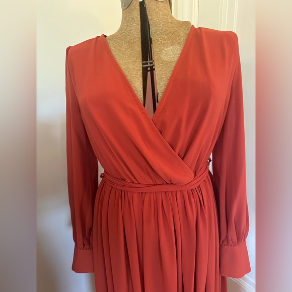 Rust Wrap Dress - Picture 2 of 4